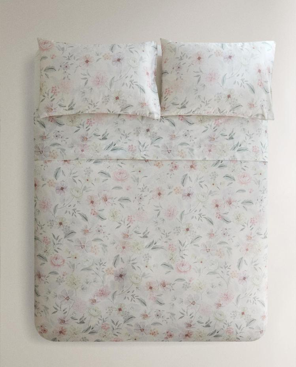 ZARA HOME ПОДОДЕЯЛЬНИК С ПРИНТОМ, ЖЕЛТОВАТО-БЕЛЫЙ