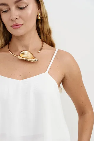 Асимметричный топ из шифона белого цвета