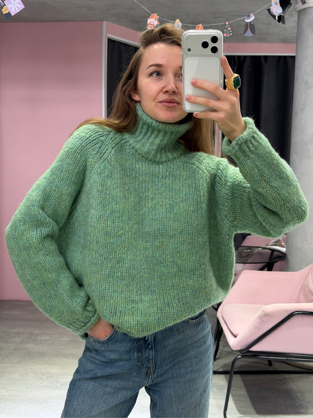 Свитер с горлом Candy зеленый