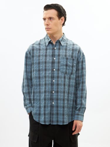 Синяя хлопковая рубашка в клетку BLUE LABEL