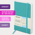 Блокнот малый ФОРМАТ (100x150 мм) А6 BRAUBERG "Metropolis Ultra" под кожу 80 л. клетка бирюзовый (3 штуки в упаковке)