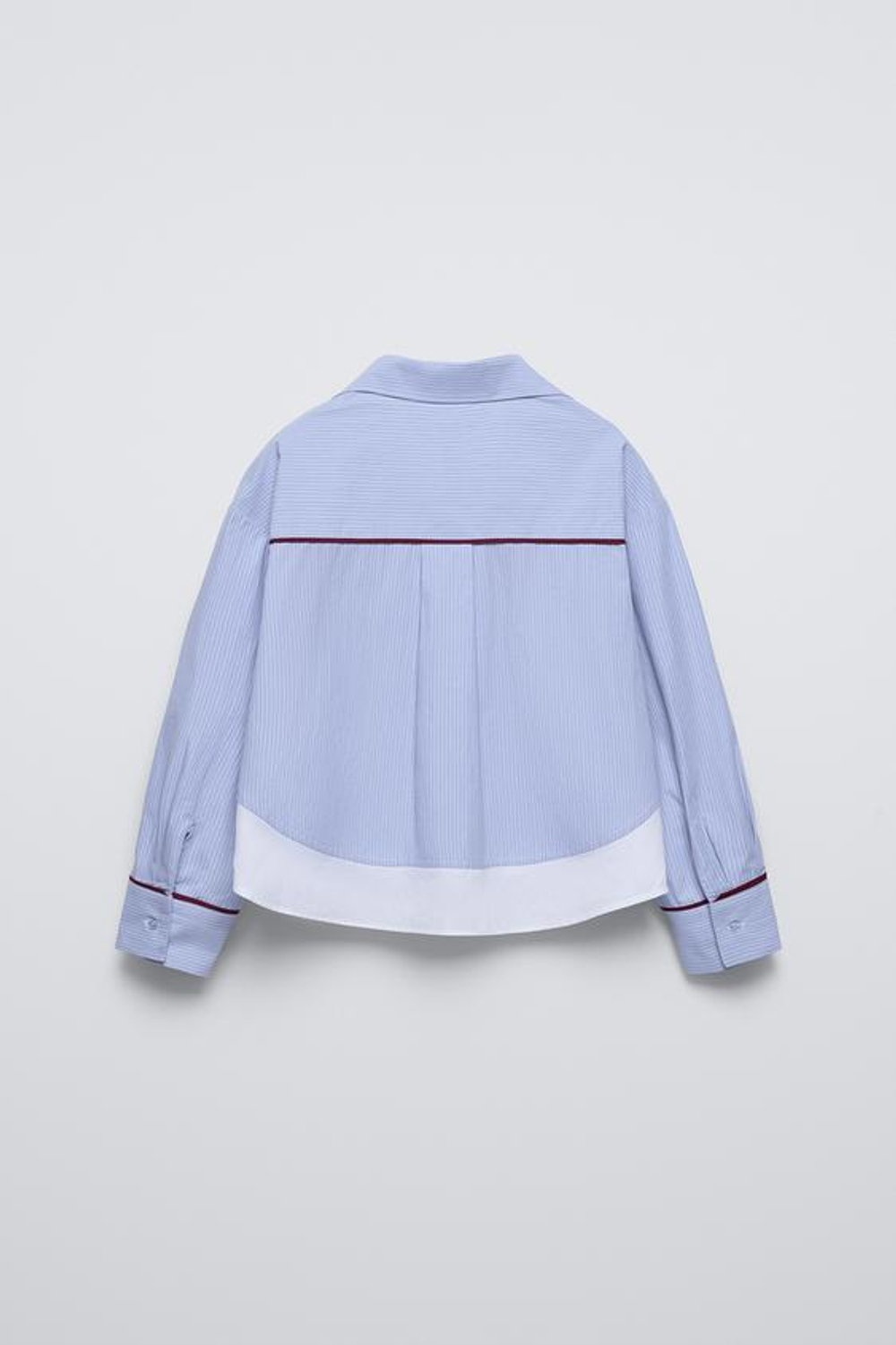 ZARA РУБАШКА В КОНТРАСТНУЮ ПОЛОСКУ С КАРМАНОМ, ГОЛУБОЙ