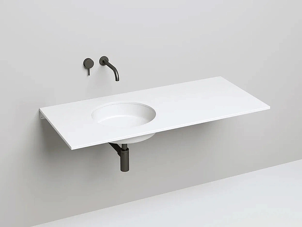Раковина врезная снизу столешницы Salini MAREA 04 1802204M 42 из искусственного камня S-Stone, белая матовая