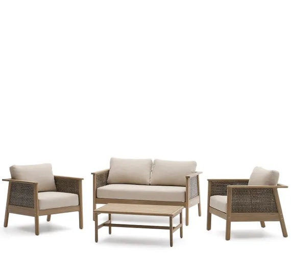 Комплект уличной мебели Alabe, массив акации, двухместный диван, 2 кресла, столик