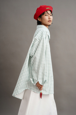 Рубашка оверсайз из фланели, зеленая клетка