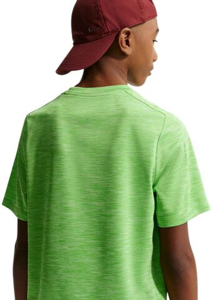Детская теннисная футболка Nike Boys Multi Dri-FIT Short-Sleeve - mean green/light liquid lime/heather/white