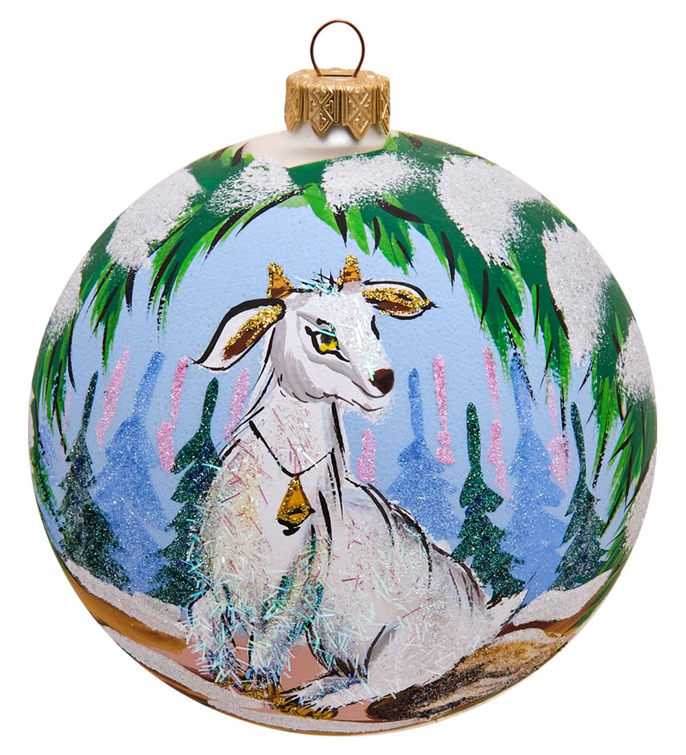 Элита НФШ-1483 Ел.украшение Шар «Козочка с колокольчиком» 100 мм