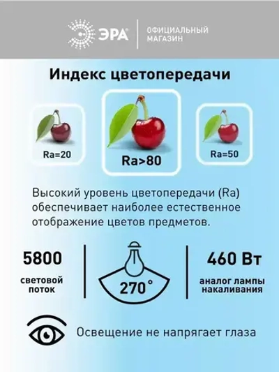 Лампочка светодиодная промышленная ЭРА LED E27/E40 60 Вт T120 колокол 6500К холодный белый свет 1 штука