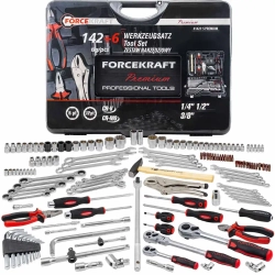 Набор инструментов 142+6пр. 1/4''3/8''1/2''(6-гран.)(4-36мм, 27,30,32,36-12гр.)+(ключи трещоточные:8х10,12х13,14х15,16х17,18х19мм, бокорезы-7'') FORCEKRAFT FK-41421-5 PREMIUM