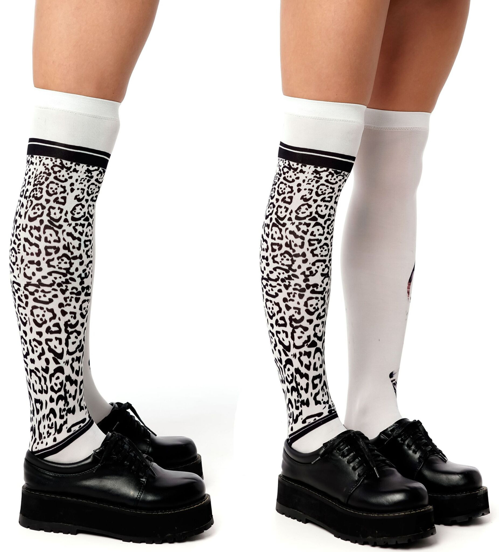 Белые гольфы с разным принтом (Цвет: белый)