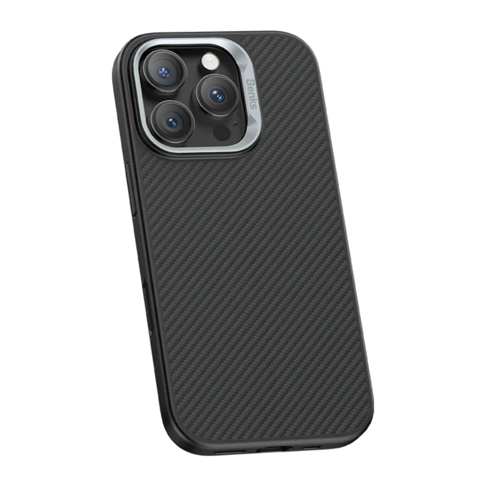 Кевларовый чехол MagSafe Benks ArmorPro Button для iPhone 16 Pro Max Тонкий гибридный чехол из арамидного волокна DuPont Kevlar плотностью 600 ден с сенсорной накладкой для Контроллера камеры