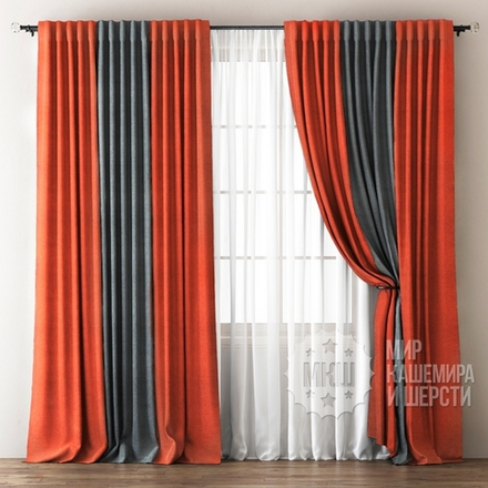 Готовые шторы КРИСТЕН (арт. BL01-242-01) - 300х270, (170х270)х2 см. - (Возможна высота 250 см.) - терракот-мокрый асфальт