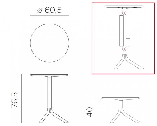 Стол пластиковый обеденный Spritz + Spritz Mini красный Nardi Италия