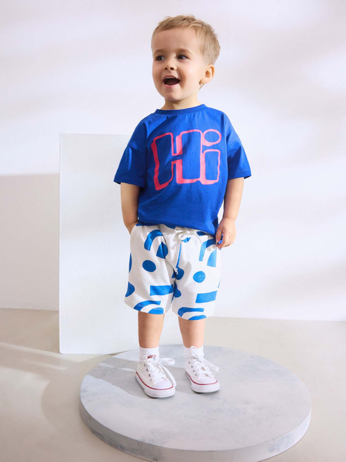 Футболка и шорты в комплекте для мальчика Next AG8-732, Синий, Белый