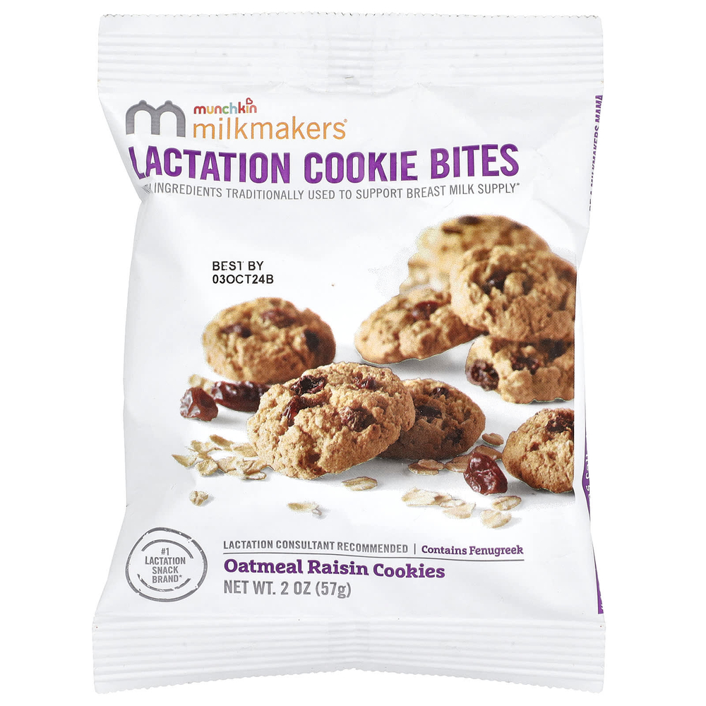 Munchkin, Milkmaker®, печенье в период лактации, овсяное печенье с изюмом, 10 пакетиков по 57 г (2 унции)