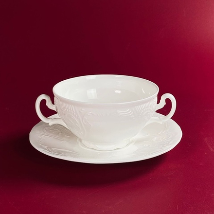 Lenardi 225-057 Бульонница 390мл с тарелкой 17,5см MARIA в под.уп.(х24)Костяной фарфор