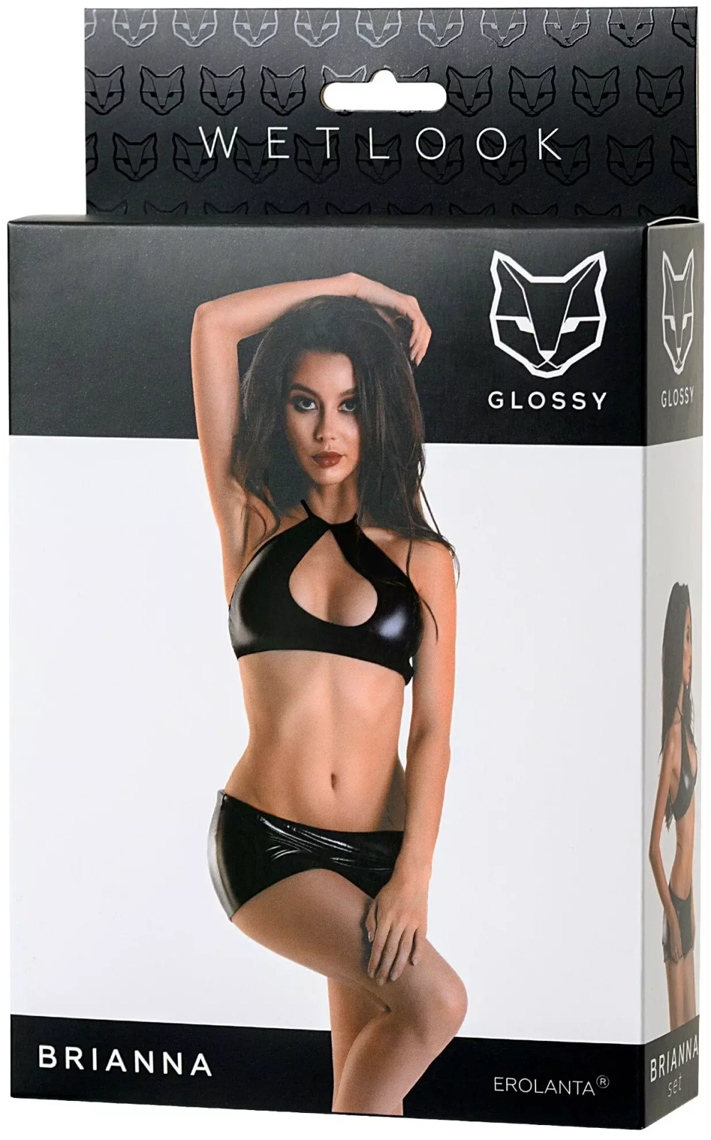 Комплект Glossy Brianna из материала Wetlook, черный, S
