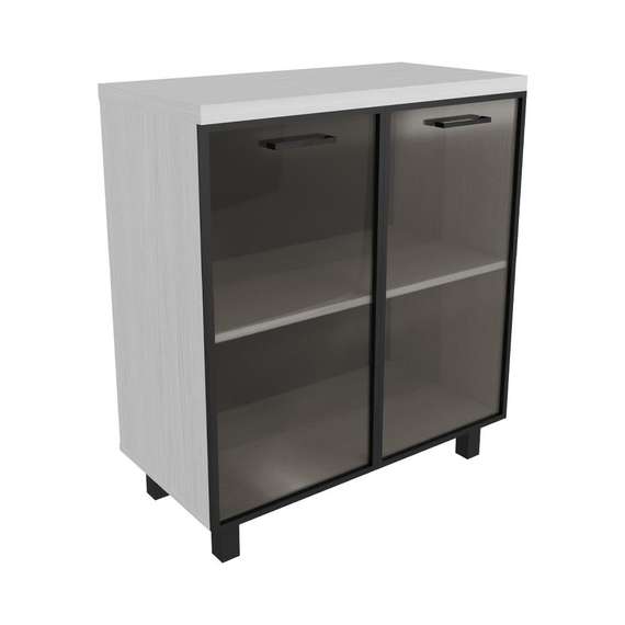 Креденция 2 двери со стеклом ПРЕЗИДЕНТ-PRO BLACK ПР502 800х400х900