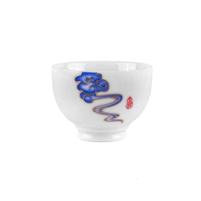 268083.1 Пиала ЗОЛОТОЙ ОБОДОК "Облачко" h=4,5см, d=6см, 60мл, фарфор белый