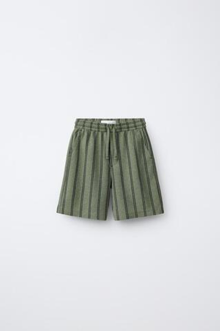ZARA ШОРТЫ-БЕРМУДЫ В СТИЛЕ РУСТИК, ПОЛОСКИ