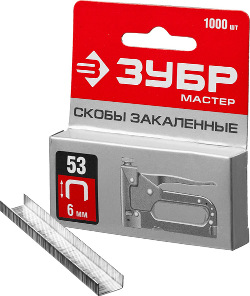 ЗУБР 6 мм скобы для степлера узкие тип 53, 1000 шт