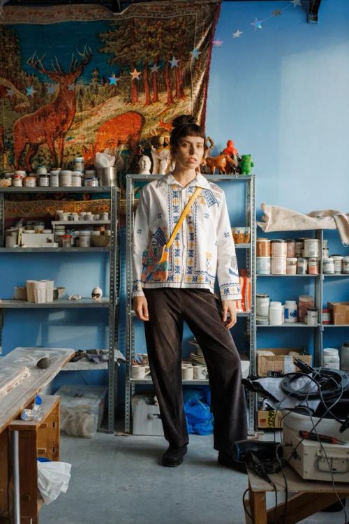 Рубашка Soeurs с птицами 2 белая