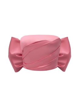 Топ корсетный драпированный из атласа с бантом