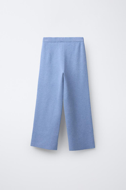 ZARA ТРИКОТАЖНЫЕ БРЮКИ WIDE LEG, ЛИНЯЛЫЙ СИНИЙ