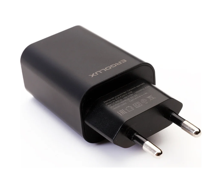 ERGOLUX Зарядное устройство 1USB (100-220B 5V/2A) черный