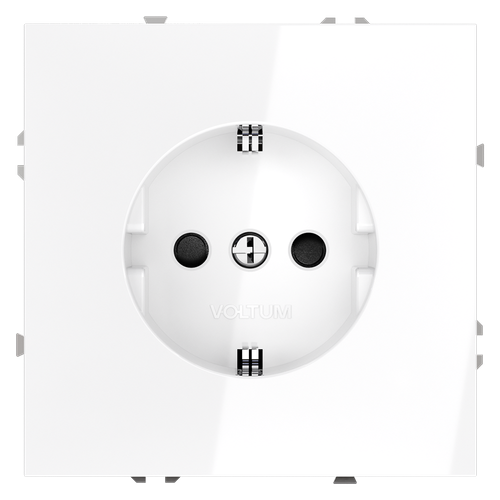 Розетка встраиваемая VOLTUM S70 с заземлением и защитными шторками, 16А, (белый глянцевый)
