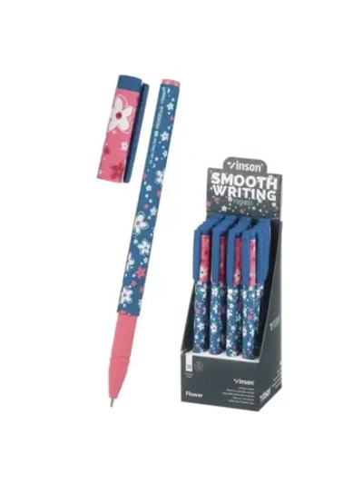 Ручка шариковая 20 шт Flower 0,7 мм синяя