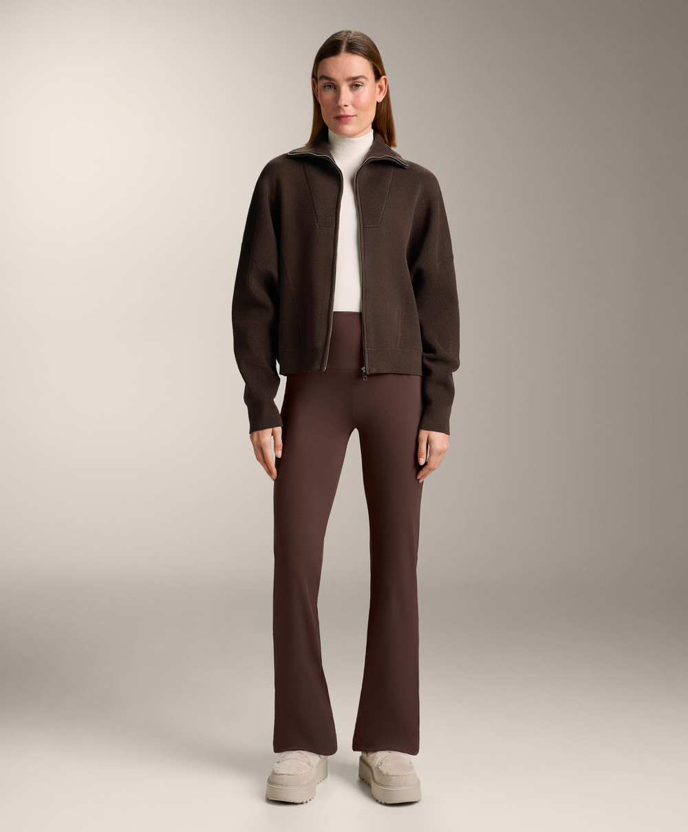 Oysho Вязаная куртка с воротником в рубчик, коричневый