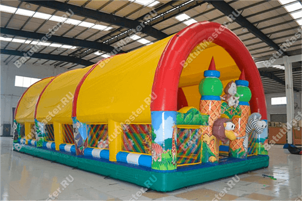Коммерческий надувной батут "Зверята с крышей" 10*7*6 м