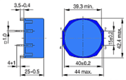 ФУТЛЯР 4 выв. D=39.3 мм H=25 мм гориз. B64291A1504X000