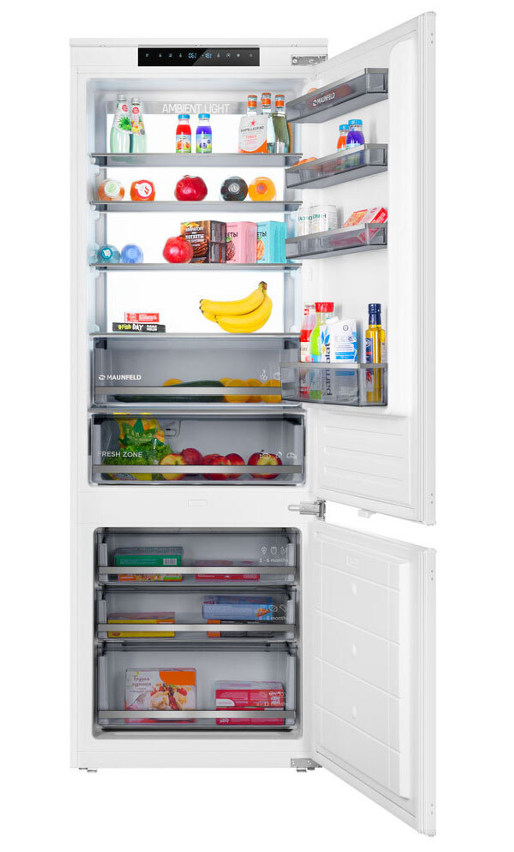 Встраиваемый двухкамерный холодильник Maunfeld MBF19369NFWGR LUX
