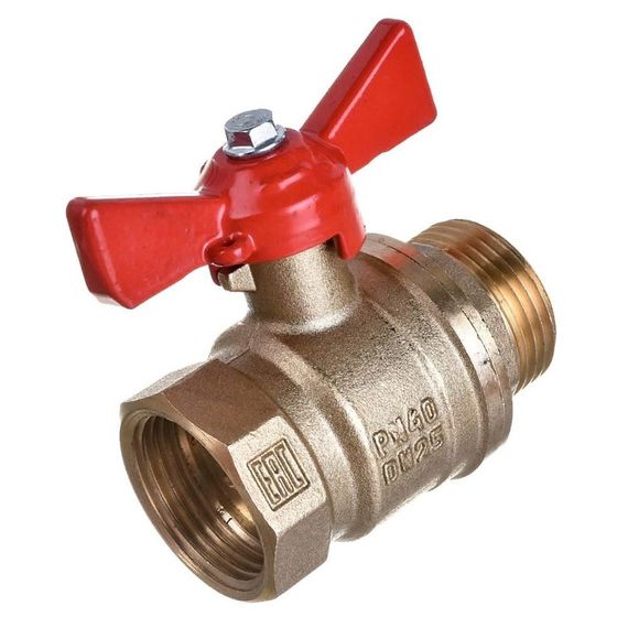 Кран шаровой VALFEX для воды 1quot; ВР/НР ручка-бабочка, латунный 11Б27фт1М (48/12)