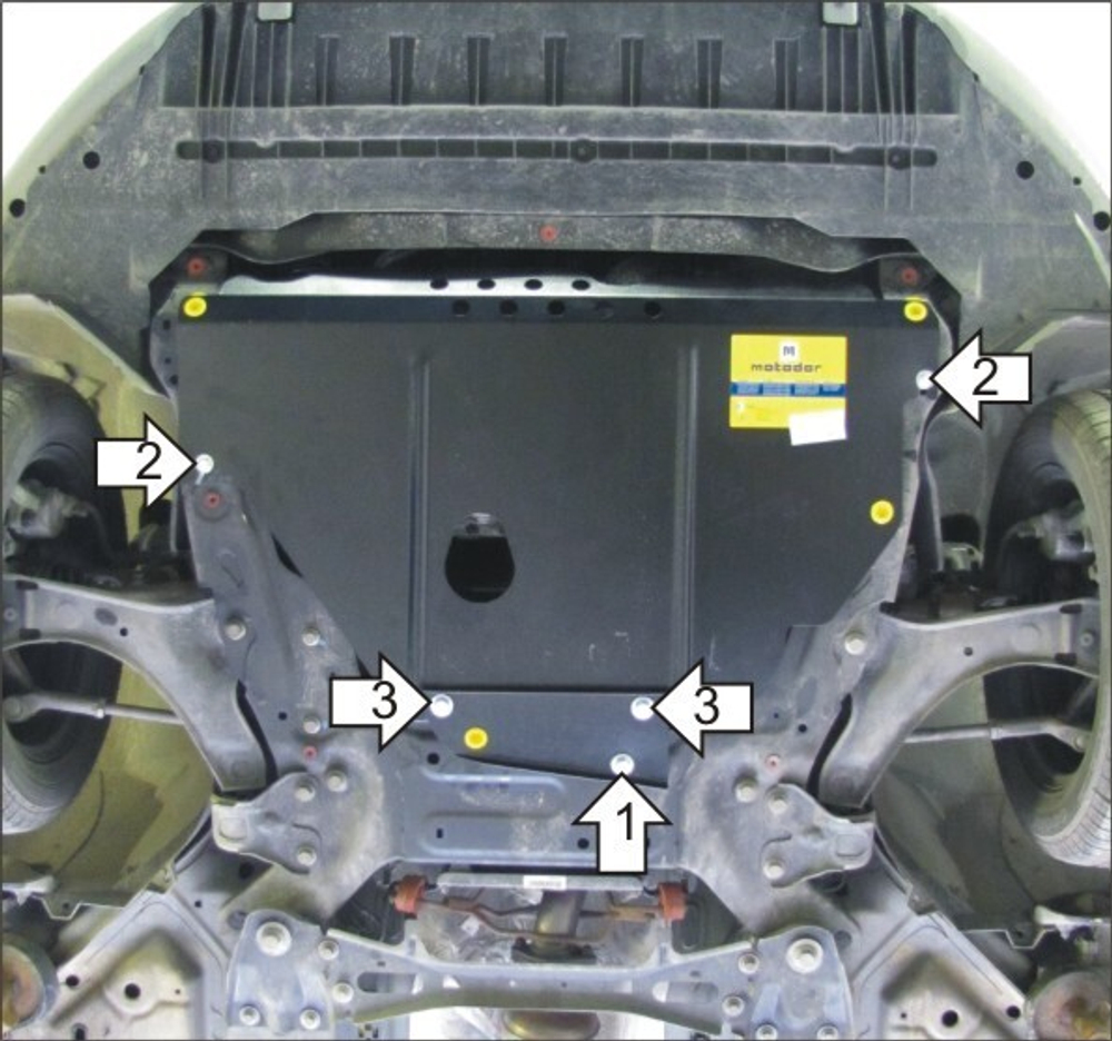 Защита картера Двигателя, КПП. 2 мм, Сталь. для Ford Mondeo IV 2010-2015, Ford S-max 2006-2015 MOTODOR.00737
