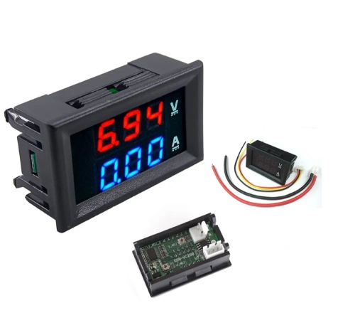 Вольтметр 0-100В КРАСНЫЙ / Амперметр 0-100A СИНИЙ 2в1 (без шунта) (DSN-VC288)