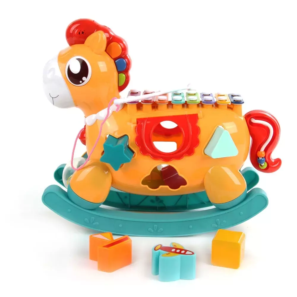 HUANGER Игрушка развивающая Сортер Лошадка-ксилофон 30*10*24 см Оранжевый