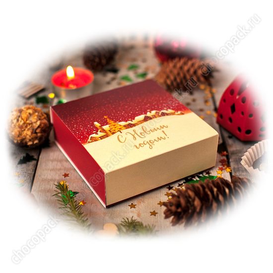 Упаковка для 4 шоколадных конфет. НГ