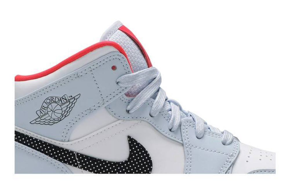 Кроссовки Jordan Air Jordan 1 Mid Half Blue Polka Dot Swoosh GS (Подростковая размерная сетка)