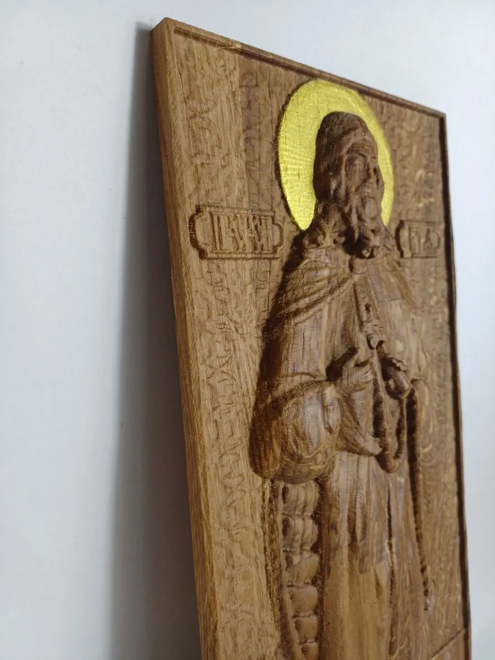 Освященная Икона пророка Илии 14х30.5 см резная из дуба