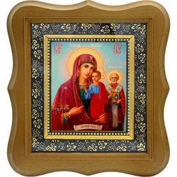 Оковецкая (Ржевская) икона Божьей Матери на льняном холсте.