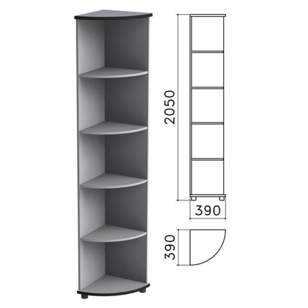 Шкаф (стеллаж) угловой &quot;Монолит&quot;, 390х390х2050, 4 полки, цвет серый, УМ46.11