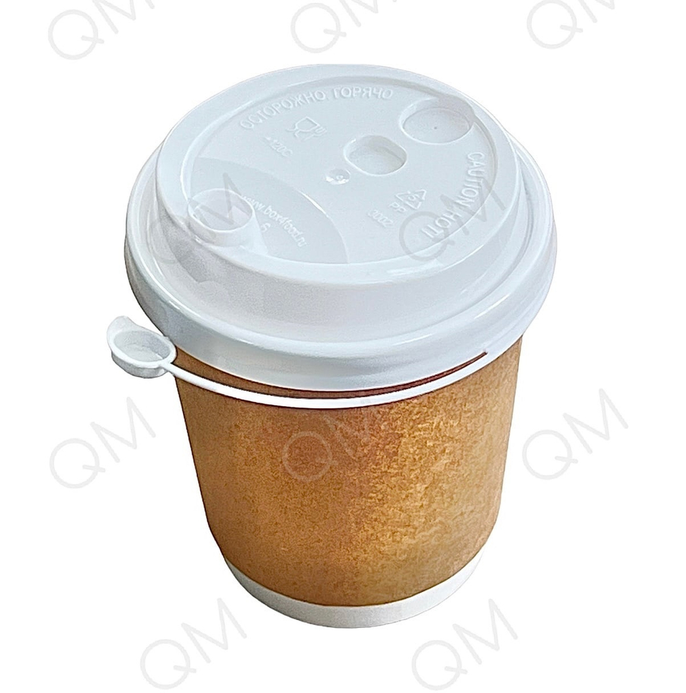 Крышка для стакана 90 мм "Покров. Полимер" с клапаном (белая) (50шт/упак)