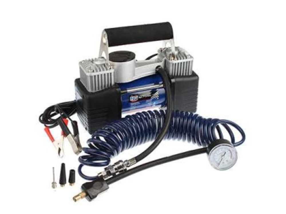 Компрессор автомобильный крокодилы к АКБ 2-х поршн.шланг 5м в сумке 12v 300W 85л/м (8шт/кор)