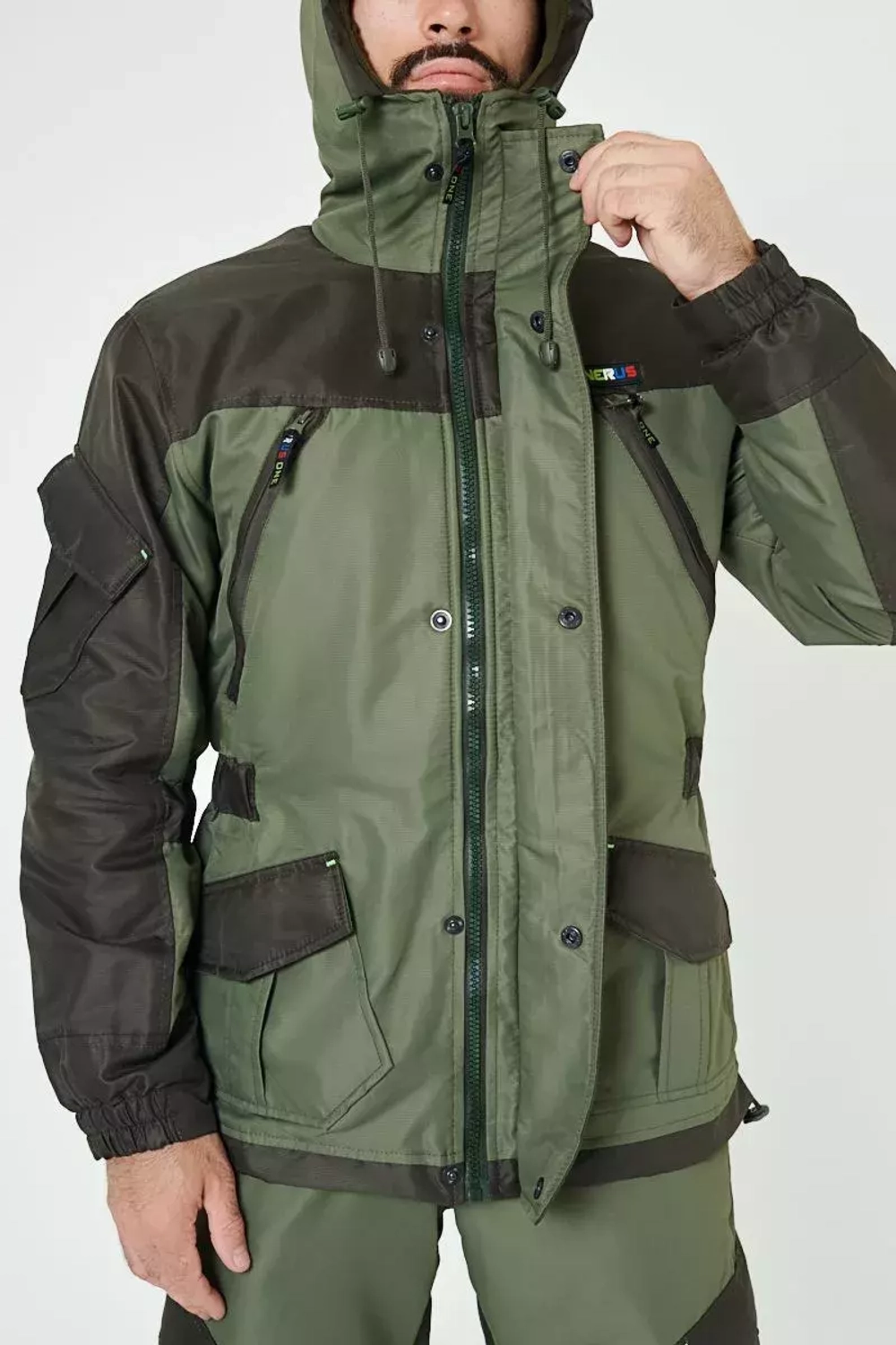 Демисезонный мужской костюм Onerus Горный -5 (Таслан,Флис) Тёмный хаки