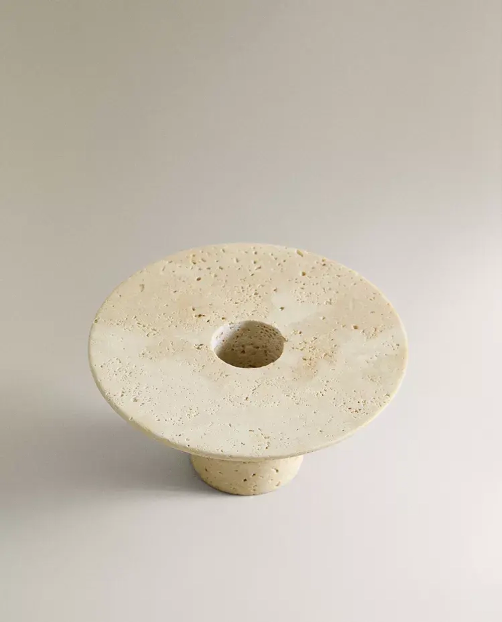 ZARA HOME КРУГЛЫЙ МРАМОРНЫЙ ПОДСВЕЧНИК, БЕЖЕВЫЙ