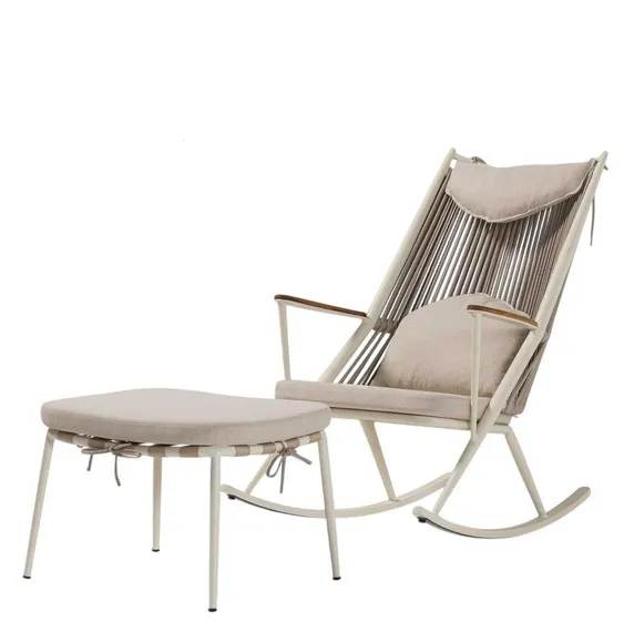 Кресло-качалка плетеное с пуфом X-Type,