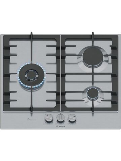 Газовая панель BOSCH PCC6A5I90, независимая, 3 конфорки, серебристая